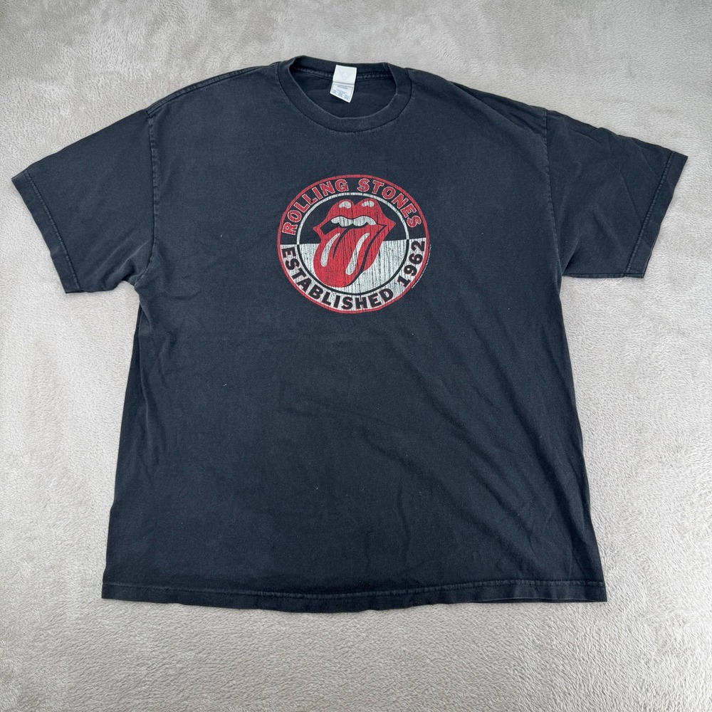 Vintage Rolling Stones Mens 2XL Black Preowned Graphic T-Shirt